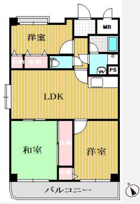 堺市西区浜寺船尾町東のマンションの間取り