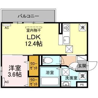 熊本市東区花立のアパートの間取り