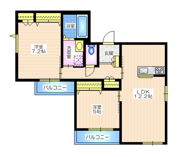 【鎌倉市坂ノ下のマンションの間取り】