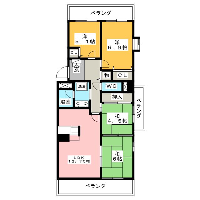 ロイヤルコート半田壱番館の間取り