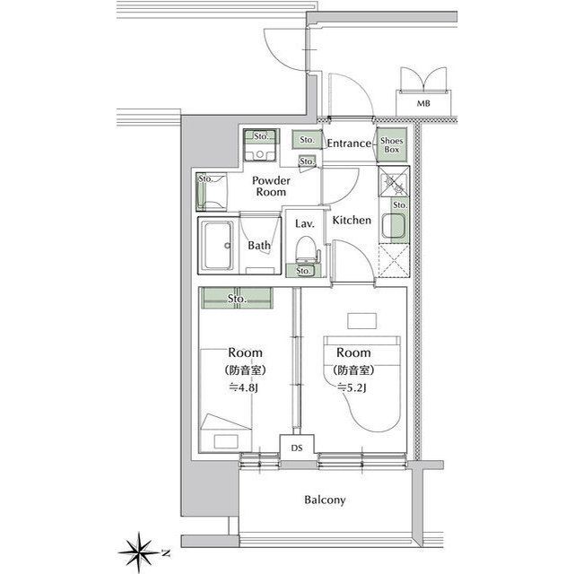 川崎市中原区新丸子町のマンションの間取り