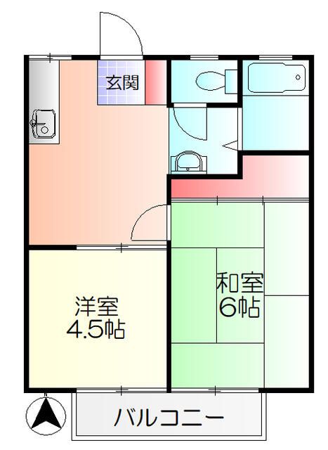 町田市高ヶ坂のアパートの間取り