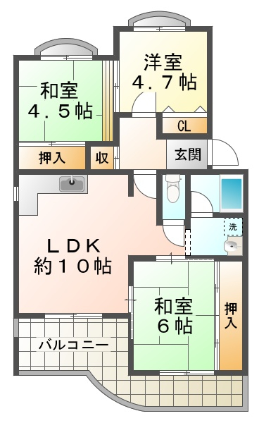 神戸市西区竹の台のマンションの間取り