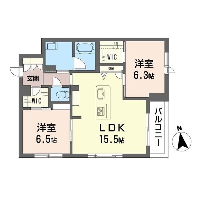 越谷市伊原のマンションの間取り