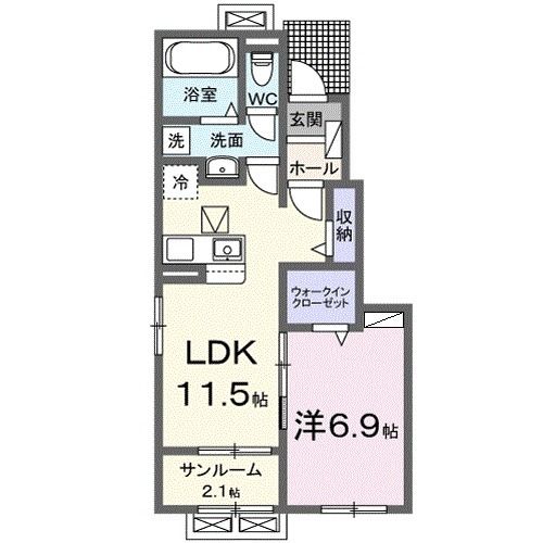 【金沢市直江西のアパートの間取り】