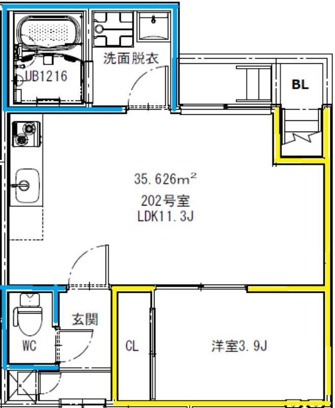 熊本市中央区坪井のアパートの間取り