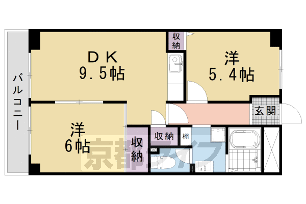 京都市南区吉祥院定成町のマンションの間取り