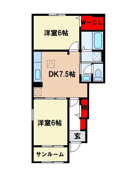 【朝倉郡筑前町当所のアパートの間取り】