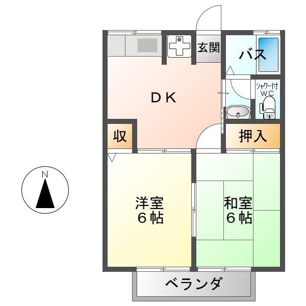 上田市中野のアパートの間取り