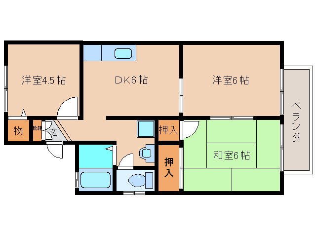 葛城市大屋のアパートの間取り