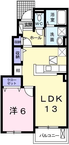 兵庫県姫路市御国野町御着（アパート）の賃貸物件の間取り
