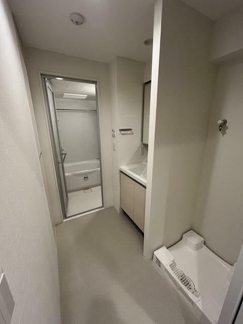 洗面設備　ゆったりとスペースのある洗面所