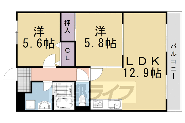 阪急京都線 桂駅 徒歩9分 3階建 築25年の間取り写真