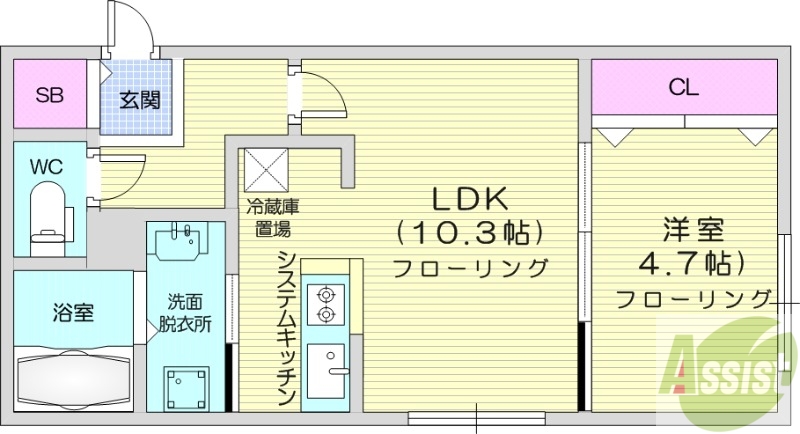地下鉄東西線 宮の沢駅 徒歩6分 4階建 築8年の間取り写真