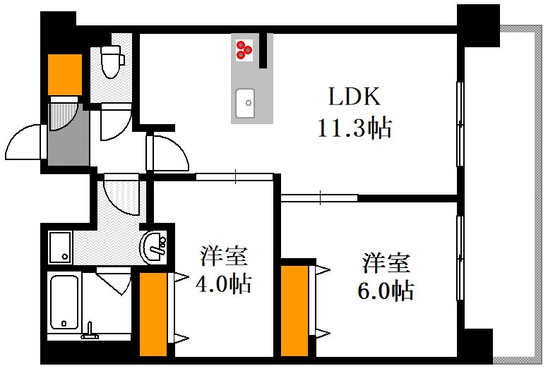 広島市中区国泰寺町のマンションの間取り