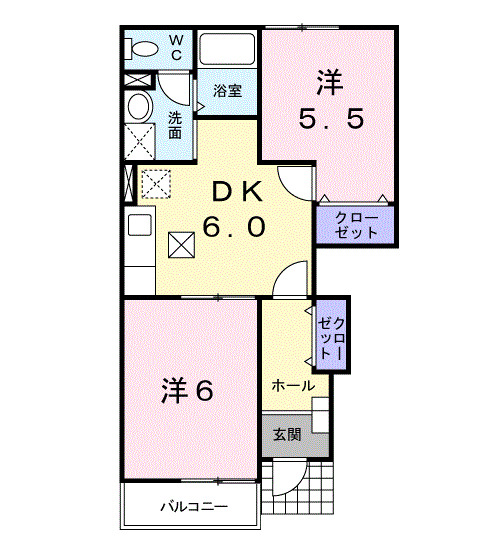 福島市松川町美郷のアパートの間取り