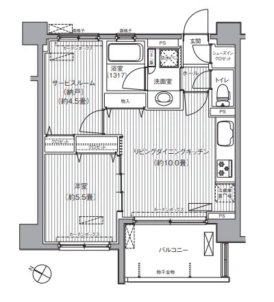 横浜市西区浜松町のマンションの間取り