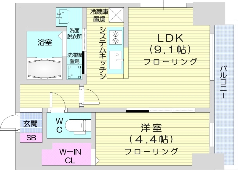 プライマル札幌桑園の間取り