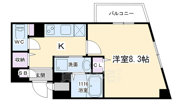 京都市南区東九条南石田町のマンションの間取り