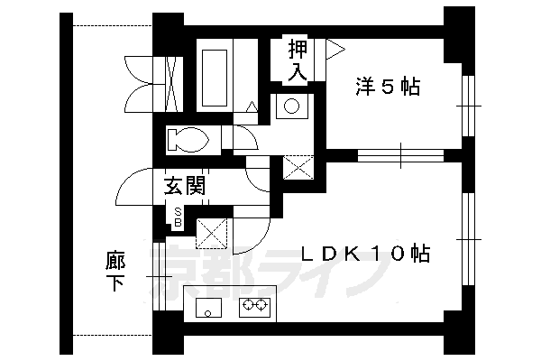 京都市下京区西七条御前田町のアパートの間取り