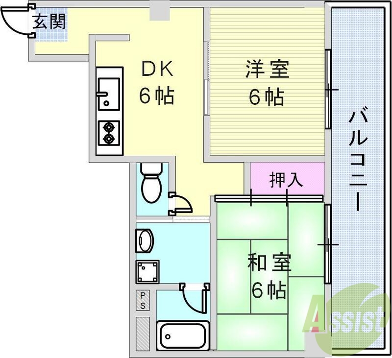 神戸市兵庫区西柳原町のマンションの間取り