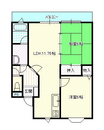 高岡市伏木古府元町のアパートの間取り