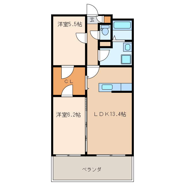 都城市宮丸町のマンションの間取り