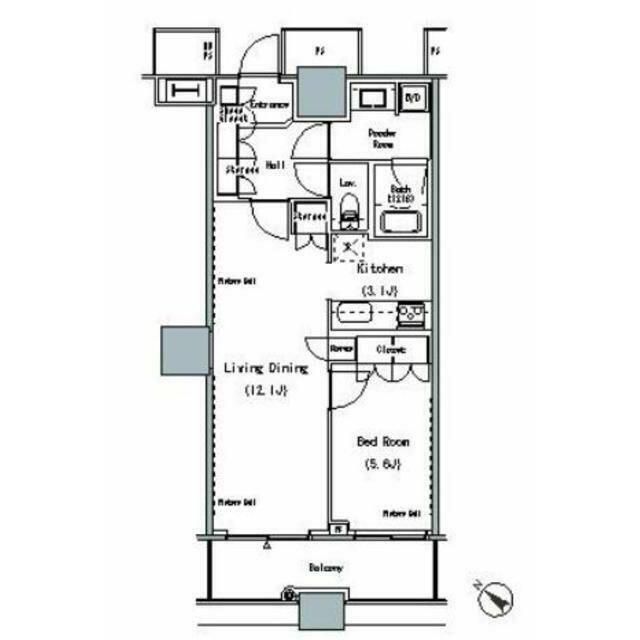 中央区勝どきのマンションの間取り