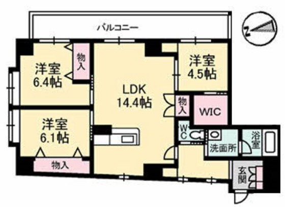 岡山市中区古京町のマンションの間取り