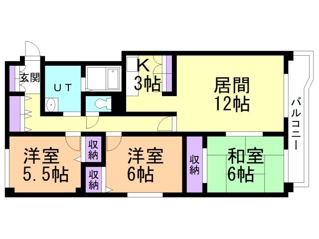 函館市宝来町のマンションの間取り