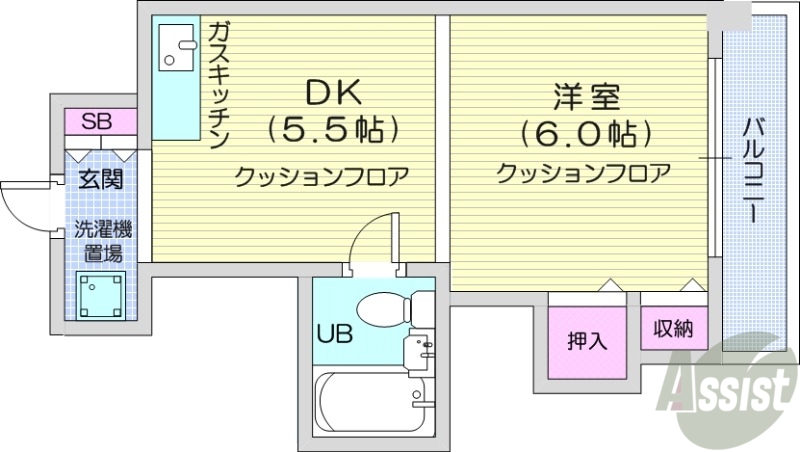 札幌市中央区北二条東のマンションの間取り