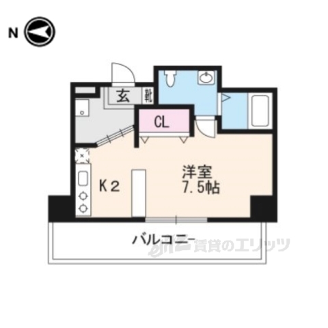 京都市右京区常盤窪町のマンションの間取り