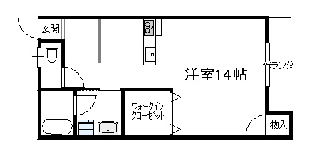 第１ピノキオコーポ西棟（1R）の間取り