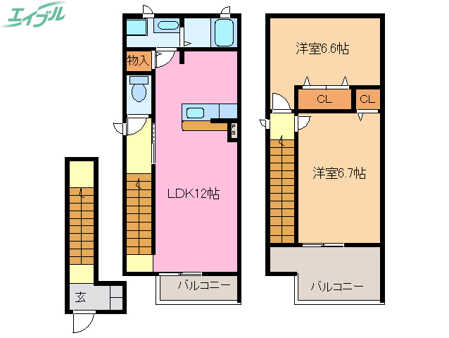 シャルマンＴ２　Ａ棟の間取り