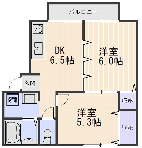 岡山市南区下中野のアパートの間取り