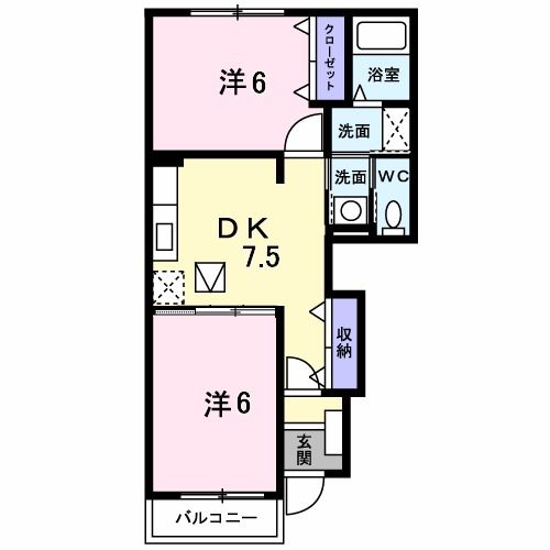 新潟市西蒲区巻のアパートの間取り