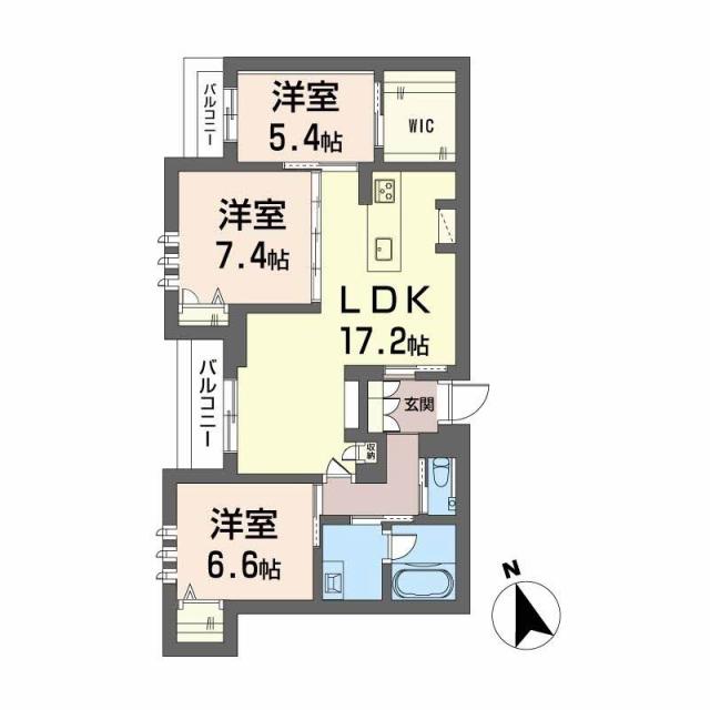 熊本市東区健軍のマンションの間取り