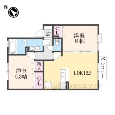 丹波篠山市宇土のアパートの間取り