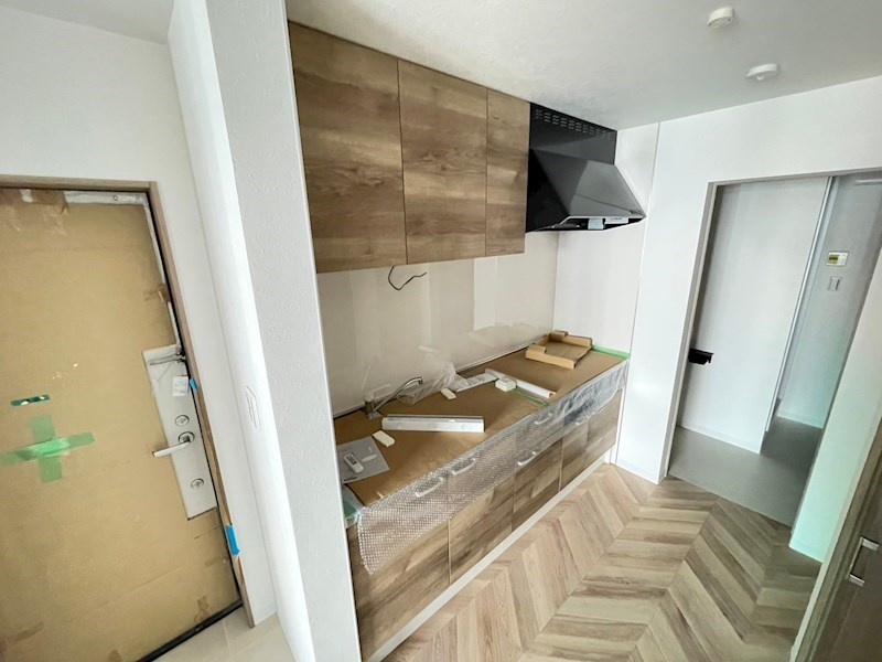 キッチン　※建築中の時のお写真となります。