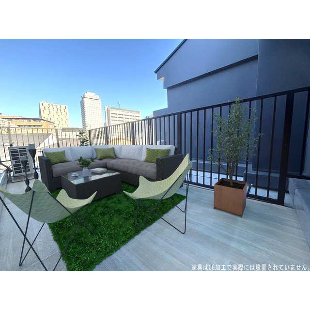 バルコニー　家具はＣＧです。実際の賃貸借契約には含まれません。