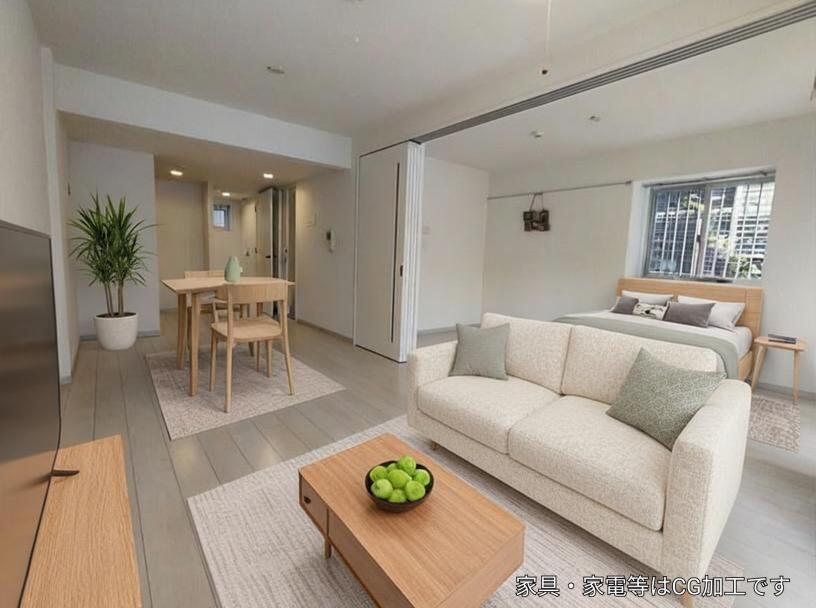 居室・リビング　バーチャル家具を配置したお部屋のお写真です。