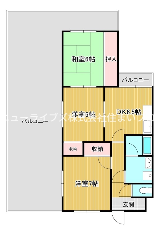 京阪本線 萱島駅 徒歩33分 4階建 築36年の間取り写真