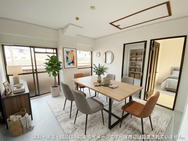 居室・リビング　※家具・家電・備品等はＡＩ画像生成により配置例を示したもので