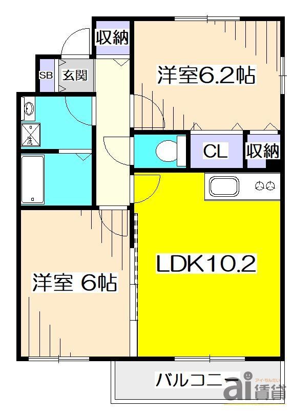 ＪＲ中央線 国立駅 バス乗車時間：8分 最寄りバス停で下車 徒歩2分 2階建 築19年の間取り写真