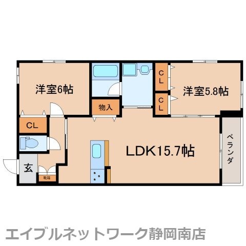 静岡市駿河区豊田のマンションの間取り