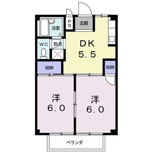 鈴鹿市東磯山のアパートの間取り