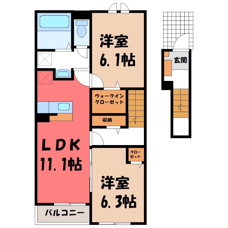 栃木市薗部町のアパートの間取り