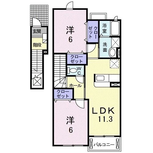 筑後市大字長浜のアパートの間取り