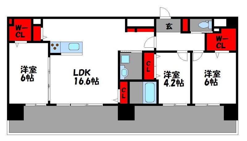 福岡市東区箱崎ふ頭のマンションの間取り