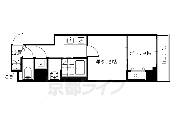 京都市上京区横大宮町のマンションの間取り